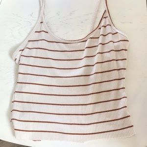 Forever 21 self cut crop top cream/brown striped